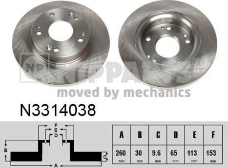 Nipparts N3314038 - Bremžu diski ps1.lv