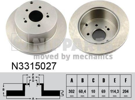 Nipparts N3315027 - Bremžu diski ps1.lv