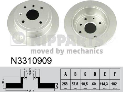 Nipparts N3310909 - Bremžu diski ps1.lv