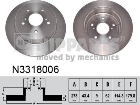 Nipparts N3318006 - Bremžu diski ps1.lv