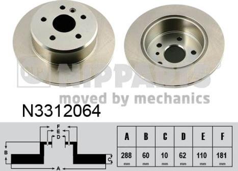 Nipparts N3312064 - Bremžu diski ps1.lv