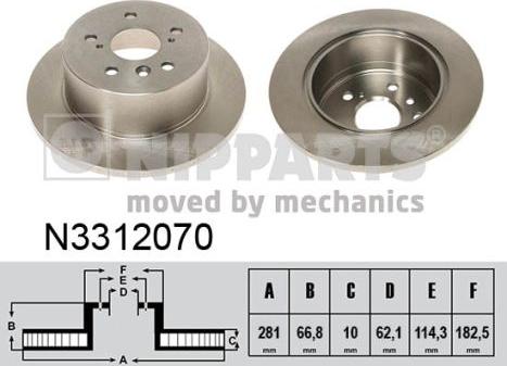 Nipparts N3312070 - Bremžu diski ps1.lv