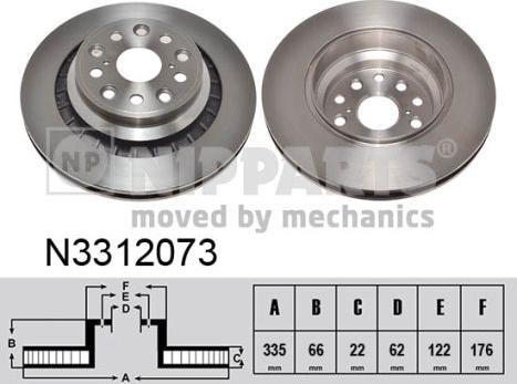 Nipparts N3312073 - Bremžu diski ps1.lv