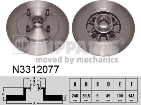 Nipparts N3312077 - Bremžu diski ps1.lv