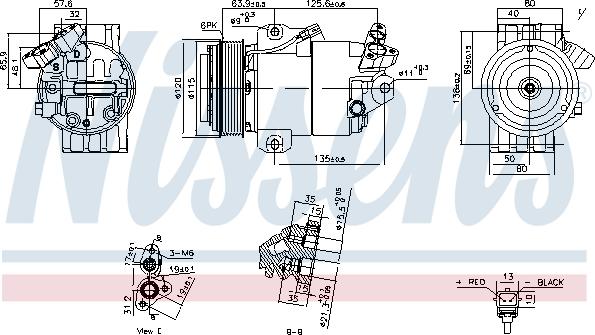 Nissens 891012 - Kompresors, Gaisa kond. sistēma ps1.lv