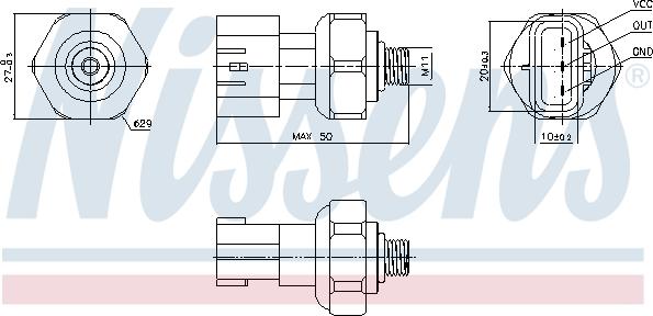 Nissens 301090 - Spiediena slēdzis, Gaisa kondicionēšanas sistēma ps1.lv