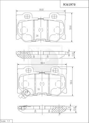 NPS N361N70 - Bremžu uzliku kompl., Disku bremzes ps1.lv