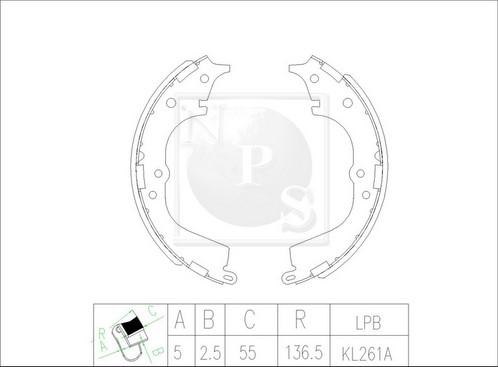 NPS T350A78 - Bremžu loku komplekts ps1.lv