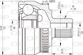 Open Parts CVJ5444.10 - Šarnīru komplekts, Piedziņas vārpsta ps1.lv