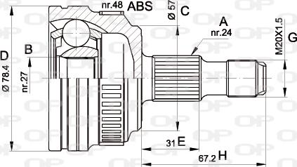 Open Parts CVJ5443.10 - Šarnīru komplekts, Piedziņas vārpsta ps1.lv