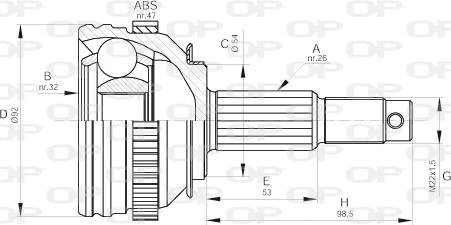 Open Parts CVJ5447.10 - Šarnīru komplekts, Piedziņas vārpsta ps1.lv