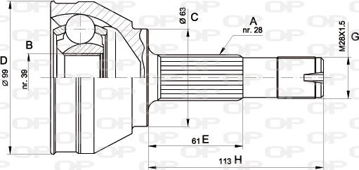 Open Parts CVJ5463.10 - Šarnīru komplekts, Piedziņas vārpsta ps1.lv