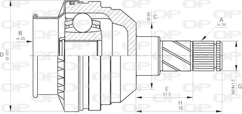 Open Parts CVJ5405.20 - Šarnīru komplekts, Piedziņas vārpsta ps1.lv