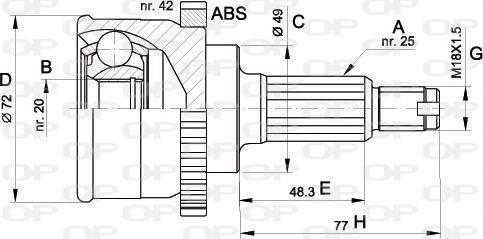 Open Parts CVJ5479.10 - Šarnīru komplekts, Piedziņas vārpsta ps1.lv