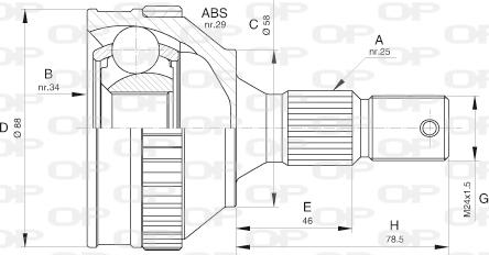 Open Parts CVJ5592.10 - Šarnīru komplekts, Piedziņas vārpsta ps1.lv