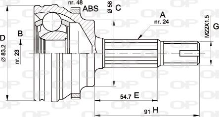 Open Parts CVJ5508.10 - Šarnīru komplekts, Piedziņas vārpsta ps1.lv