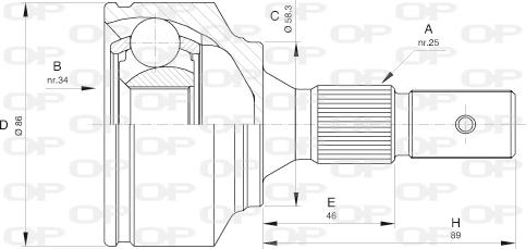 Open Parts CVJ5529.10 - Šarnīru komplekts, Piedziņas vārpsta ps1.lv