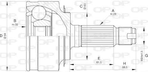 Open Parts CVJ5606.10 - Šarnīru komplekts, Piedziņas vārpsta ps1.lv