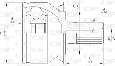 Open Parts CVJ5630.10 - Šarnīru komplekts, Piedziņas vārpsta ps1.lv