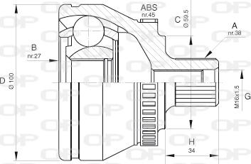 Open Parts CVJ5621.10 - Šarnīru komplekts, Piedziņas vārpsta ps1.lv