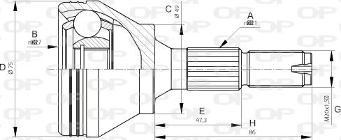 Open Parts CVJ5677.10 - Šarnīru komplekts, Piedziņas vārpsta ps1.lv