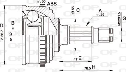 Open Parts CVJ5050.10 - Šarnīru komplekts, Piedziņas vārpsta ps1.lv