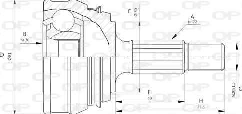 Open Parts CVJ5005.10 - Šarnīru komplekts, Piedziņas vārpsta ps1.lv