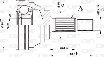 Open Parts CVJ5166.10 - Šarnīru komplekts, Piedziņas vārpsta ps1.lv