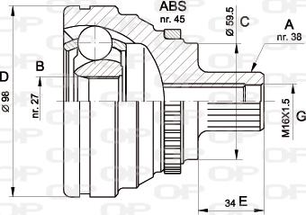 Open Parts CVJ5174.10 - Šarnīru komplekts, Piedziņas vārpsta ps1.lv