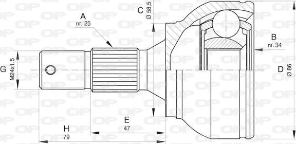 Open Parts CVJ5802.10 - Šarnīru komplekts, Piedziņas vārpsta ps1.lv