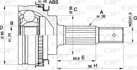 Open Parts CVJ5341.10 - Šarnīru komplekts, Piedziņas vārpsta ps1.lv