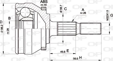 Open Parts CVJ5355.10 - Šarnīru komplekts, Piedziņas vārpsta ps1.lv