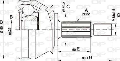 Open Parts CVJ5356.10 - Šarnīru komplekts, Piedziņas vārpsta ps1.lv