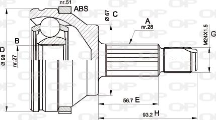 Open Parts CVJ5358.10 - Šarnīru komplekts, Piedziņas vārpsta ps1.lv