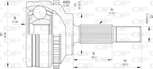 Open Parts CVJ5365.10 - Šarnīru komplekts, Piedziņas vārpsta ps1.lv