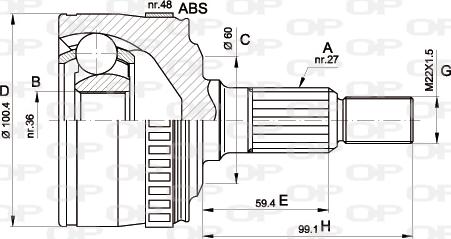 Open Parts CVJ5360.10 - Šarnīru komplekts, Piedziņas vārpsta ps1.lv