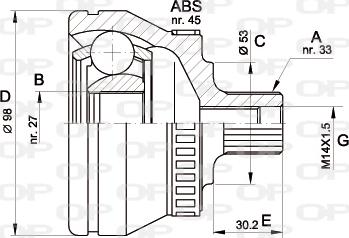 Open Parts CVJ5368.10 - Šarnīru komplekts, Piedziņas vārpsta ps1.lv