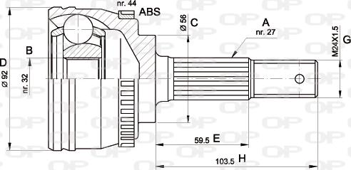 Open Parts CVJ5339.10 - Šarnīru komplekts, Piedziņas vārpsta ps1.lv