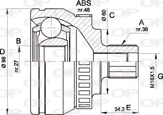 Open Parts CVJ5376.10 - Šarnīru komplekts, Piedziņas vārpsta ps1.lv