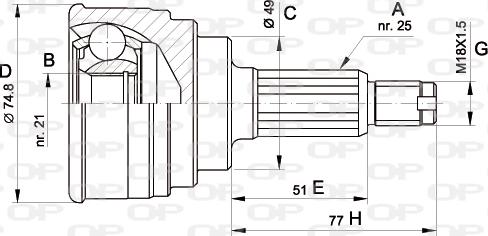 Open Parts CVJ5260.10 - Šarnīru komplekts, Piedziņas vārpsta ps1.lv