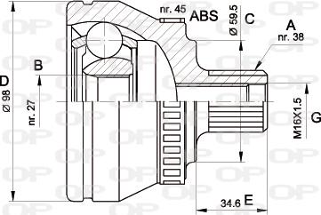 Open Parts CVJ5261.10 - Šarnīru komplekts, Piedziņas vārpsta ps1.lv