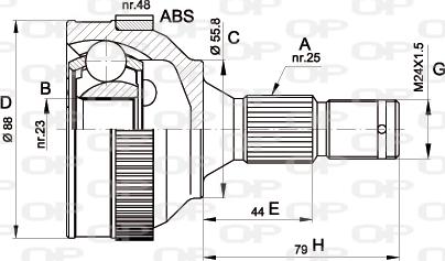 Open Parts CVJ5208.10 - Šarnīru komplekts, Piedziņas vārpsta ps1.lv