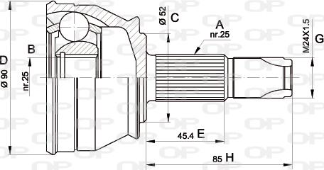 Open Parts CVJ5211.10 - Šarnīru komplekts, Piedziņas vārpsta ps1.lv