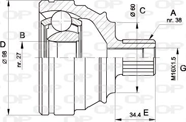 Open Parts CVJ5228.10 - Šarnīru komplekts, Piedziņas vārpsta ps1.lv