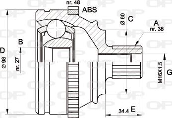 Open Parts CVJ5227.10 - Šarnīru komplekts, Piedziņas vārpsta ps1.lv