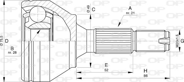 Open Parts CVJ5745.10 - Šarnīru komplekts, Piedziņas vārpsta ps1.lv