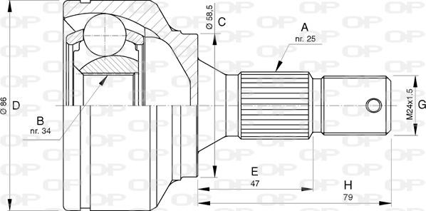 Open Parts CVJ5741.10 - Šarnīru komplekts, Piedziņas vārpsta ps1.lv