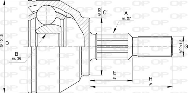 Open Parts CVJ5756.10 - Šarnīru komplekts, Piedziņas vārpsta ps1.lv