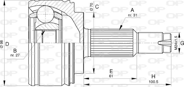 Open Parts CVJ5769.10 - Šarnīru komplekts, Piedziņas vārpsta ps1.lv