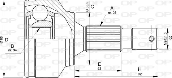 Open Parts CVJ5767.10 - Šarnīru komplekts, Piedziņas vārpsta ps1.lv